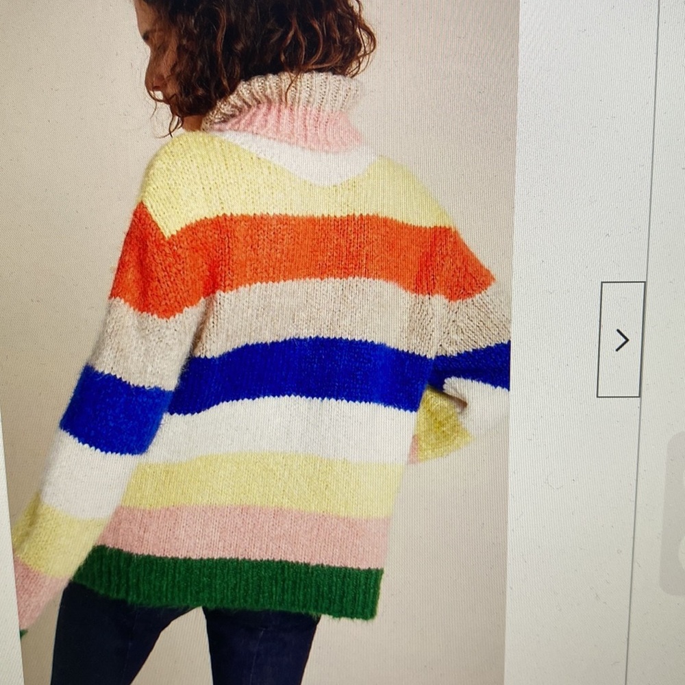 Anthropologie Gloria rainbow striped chunky knit turtleneck sweater. - Picture 9 of 10